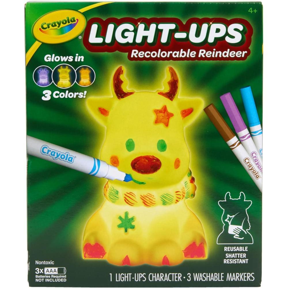 imageCrayola LightUps  Santa Light Up Santa Toy Reusable Holiday Craft Glow in The Dark Indoor Holiday Decoration Craft Gift for KidsReindeer