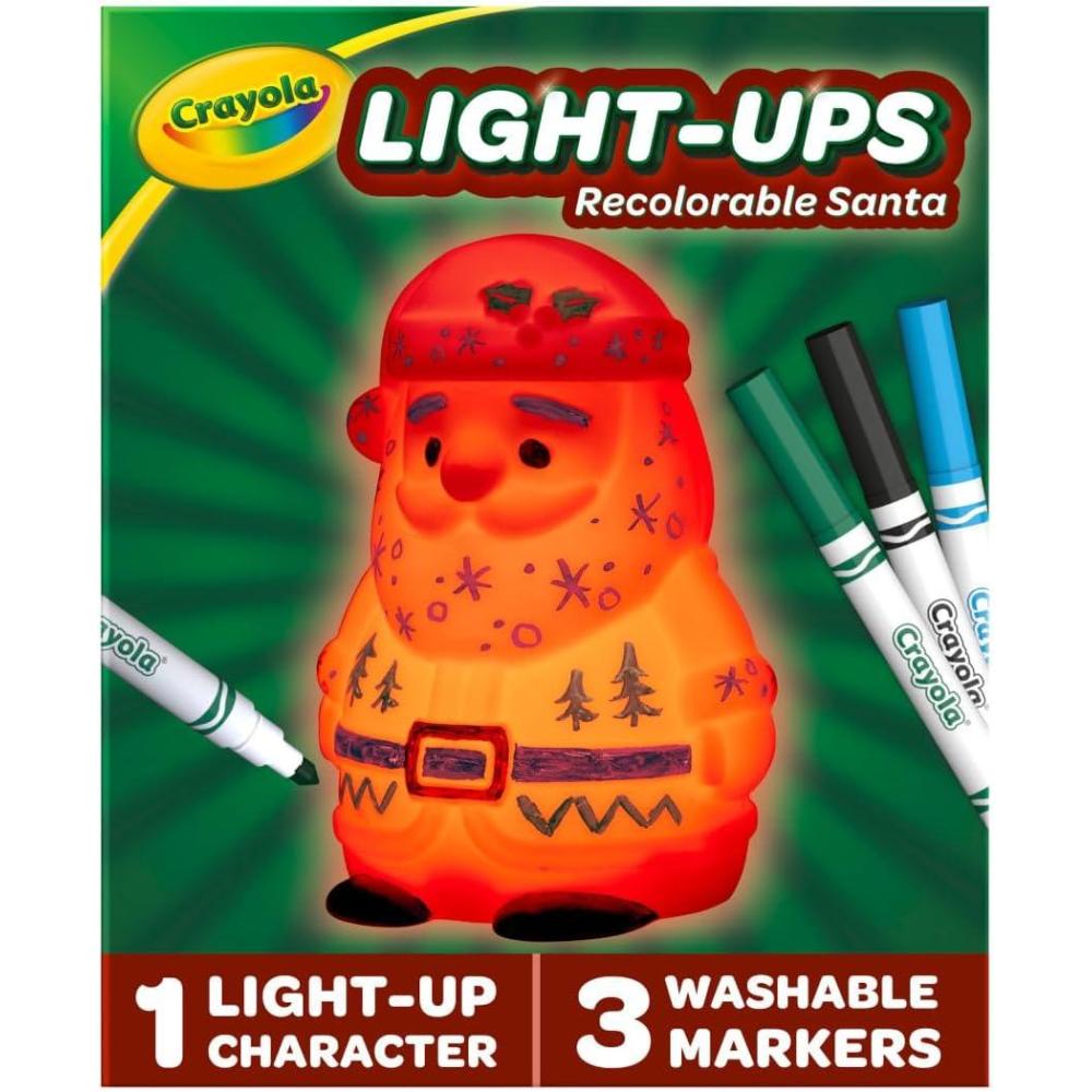 imageCrayola LightUps  Santa Light Up Santa Toy Reusable Holiday Craft Glow in The Dark Indoor Holiday Decoration Craft Gift for KidsSanta