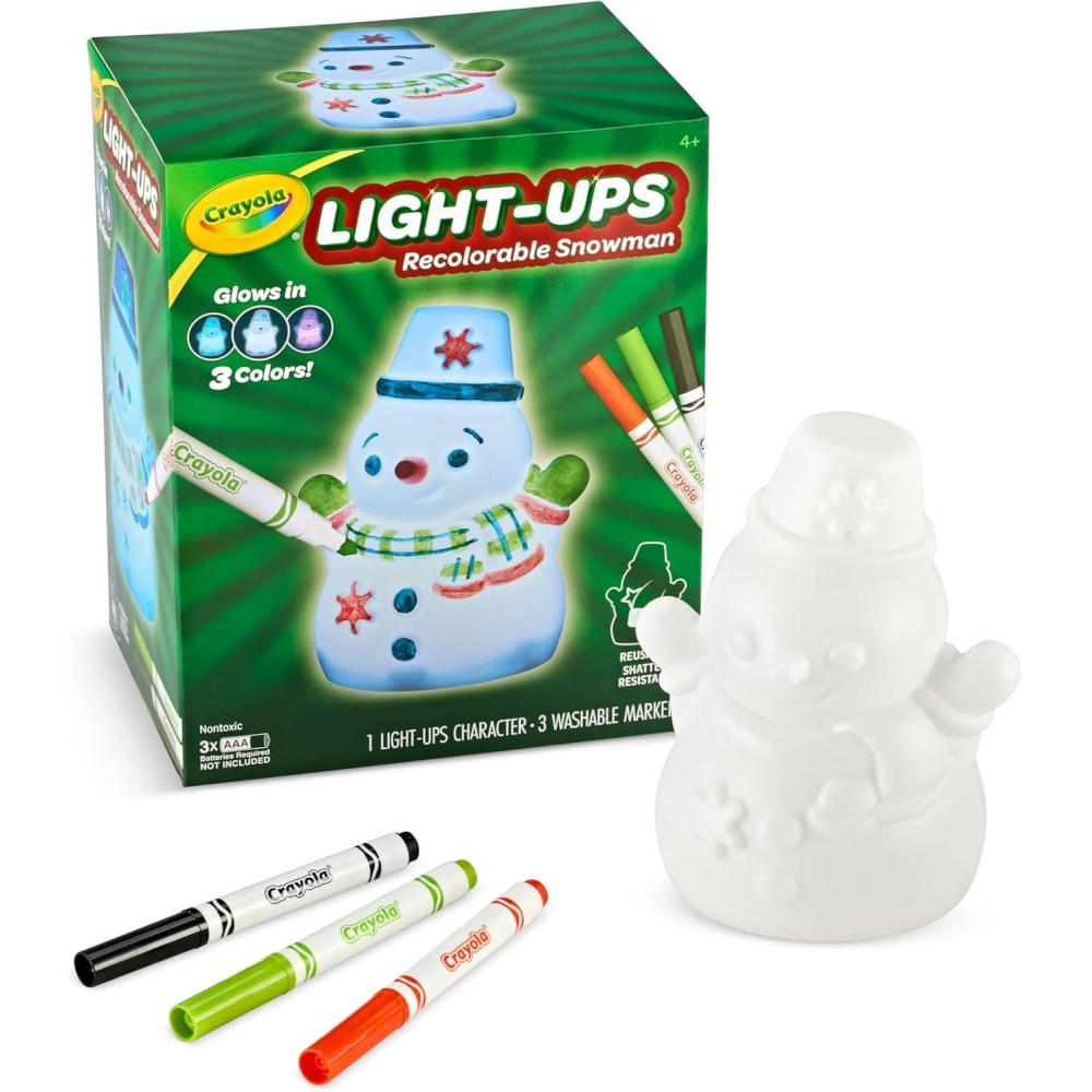 imageCrayola LightUps  Santa Light Up Santa Toy Reusable Holiday Craft Glow in The Dark Indoor Holiday Decoration Craft Gift for KidsSnowman
