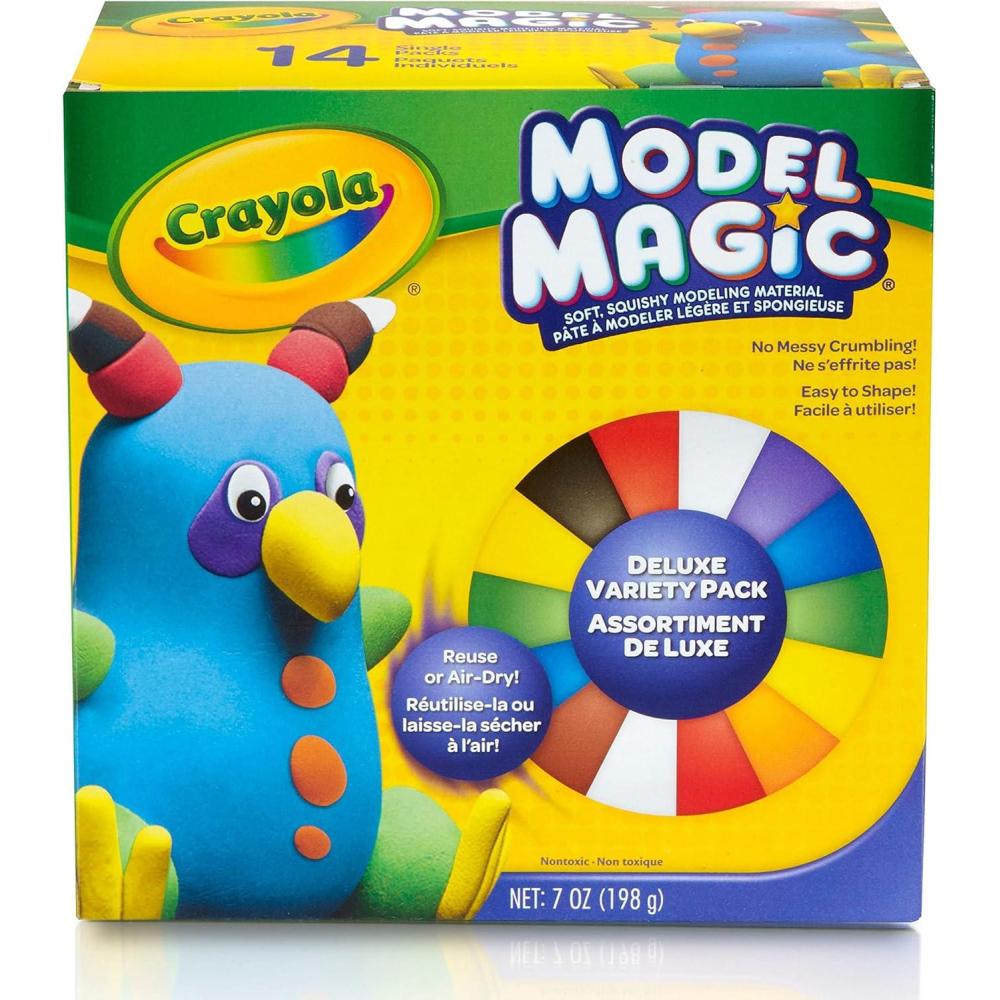 imageCrayola Model Magic Deluxe Variety Pack 14ct Stocking Stuffers Kids Air Dry Clay 7oz Bulk Modeling Clay Alternative Christmas Gifts for Grandkids Ages 4