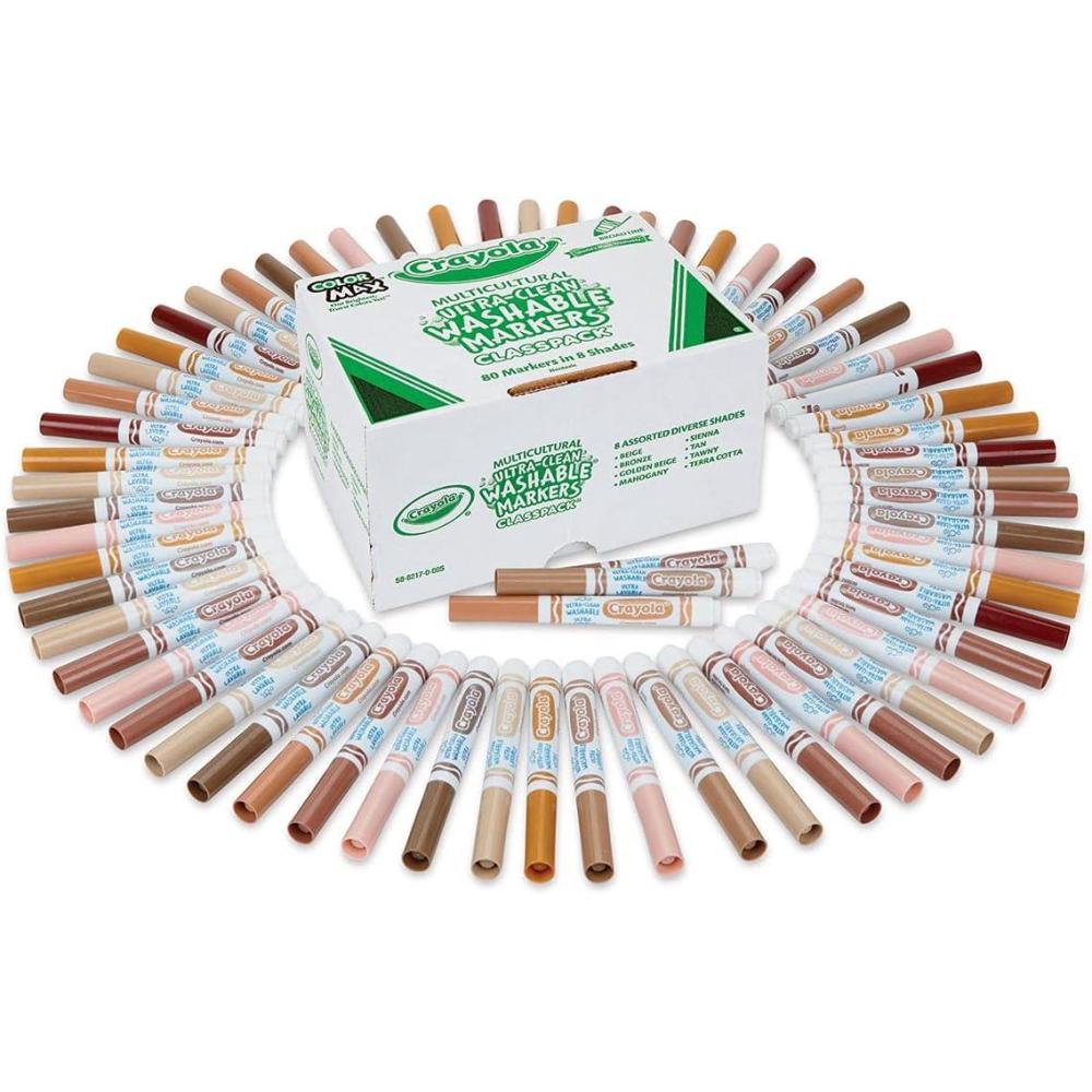 imageCrayola Multicultural Marker Classpack Ultra Clean Washable Markers Broad Line 80 Count 588200 Assorted 1Pack