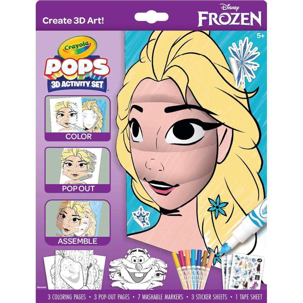 imageCrayola POPS 3D Frozen Activity Set Kids Coloring Set ampamp Craft Kit Includes Stickers ampamp Markers Frozen Gift for Girls ampamp Boys 5