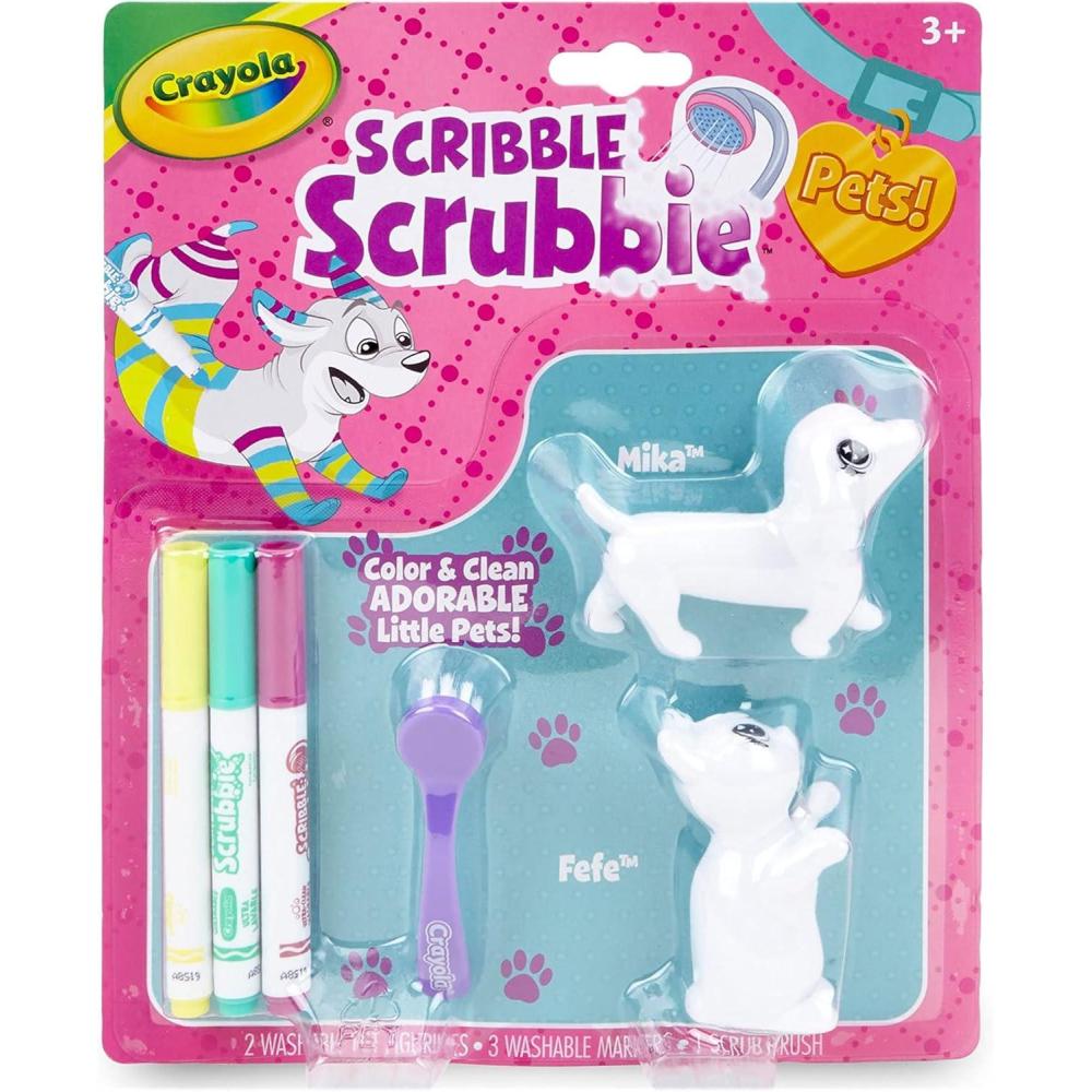 imageCrayola Scribble Scrubbie Safari 2 Pack Animal Toy Set Age 3Dog  Cat