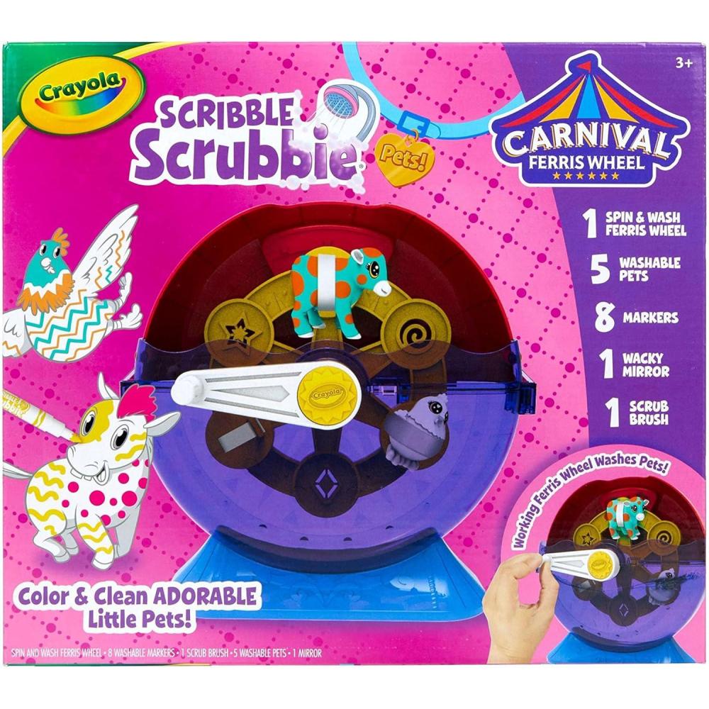 imageCrayola Scribble Scrubbie Safari 2 Pack Animal Toy Set Age 3Spin Wash Carnival