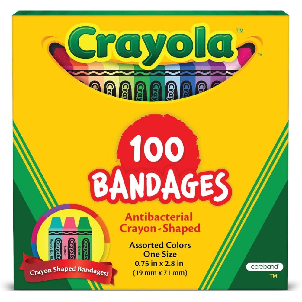 imageCrayola Shaped Kids Bandages 100 CT Great for Birthdays Party Supplies Stickers Stocking Stuffer or White Elephant Gift Adhesive Bandages for Minor Cuts Scrapes ampamp Burns