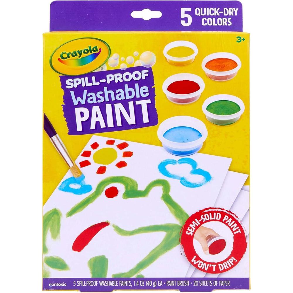 imageCrayola Spill Proof Paint Set Toddler Stocking Stuffer Washable Paint for Kids Includes Paint Brush ampamp Paper No Drip Less Mess Arts ampamp Crafts Ages 3