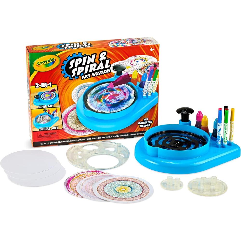 imageCrayola Spin ampamp Spiral Art Station Spin Art Machine Arts ampamp Crafts for Kids Ages 6 7 8 9