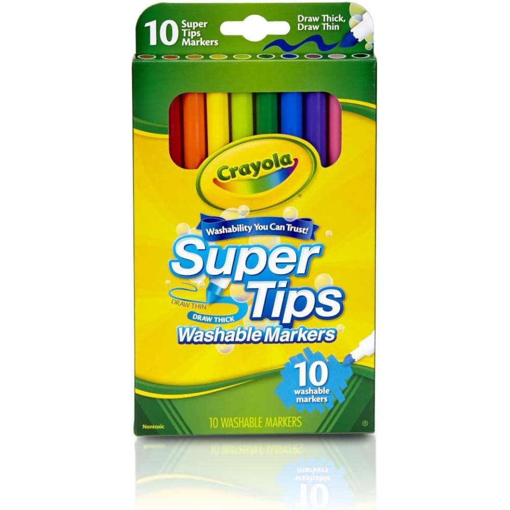 imageCrayola Supertips Washable Markers 80ct Bulk Teacher Supplies for Classrooms Kids Markers for Back to School Ages 3 Amazon Exclusive1 Count Pack of 10