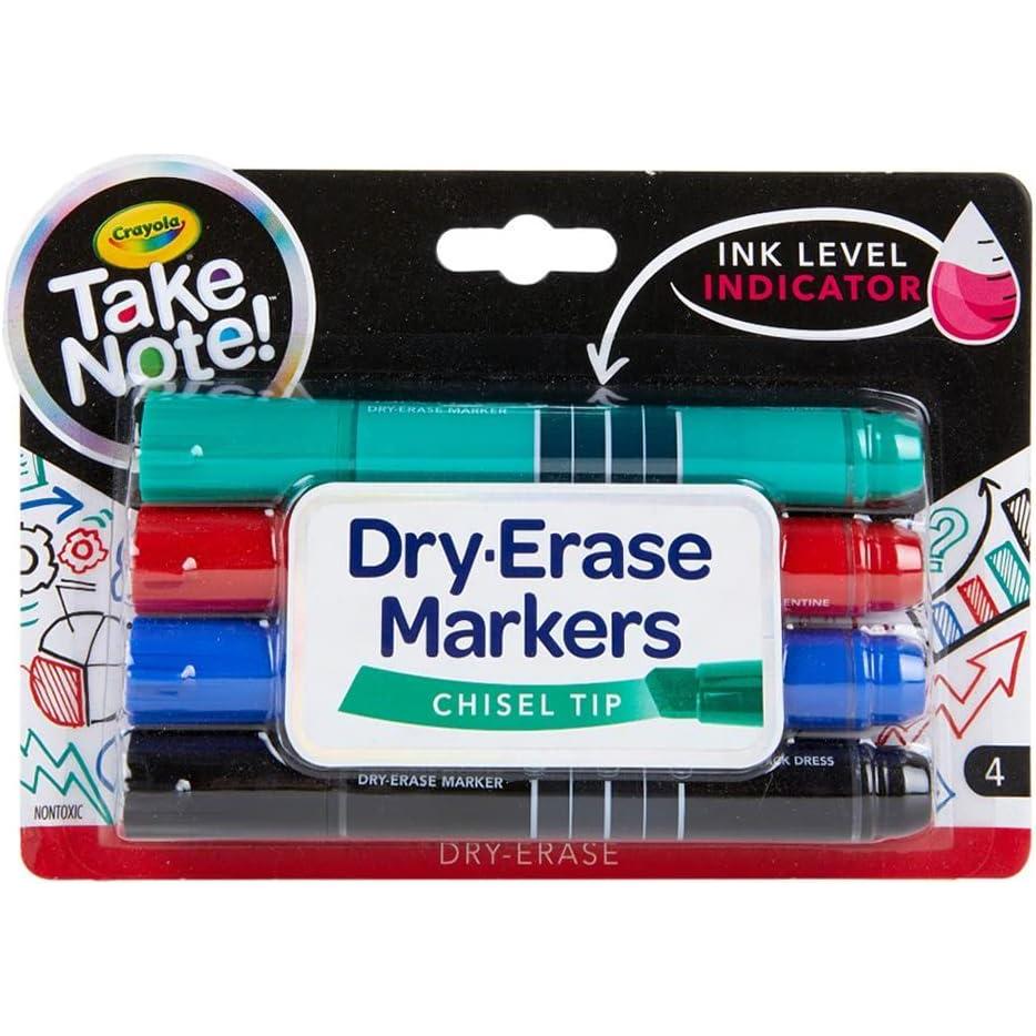 imageCrayola Take Note Chisel Tip Dry Erase Markers Kids at Home Activities Broad Line Multicolor 4 CountBroad Line Multicolor