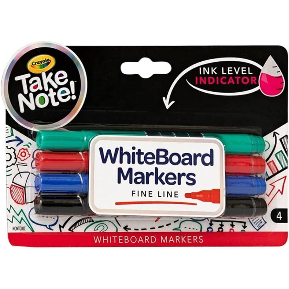 imageCrayola Take Note Chisel Tip Dry Erase Markers Kids at Home Activities Broad Line Multicolor 4 CountFine Line Multicolor