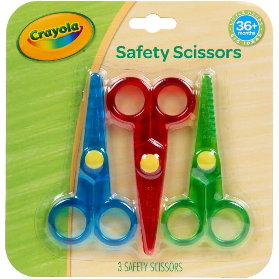 imageCrayola Toddler Safety Scissors 3pk Blunt Tip Training Scissors for Preschool Learning Activities Right ampamp Left Handed Toddler Arts ampamp Crafts EssentialsSafety Scissors