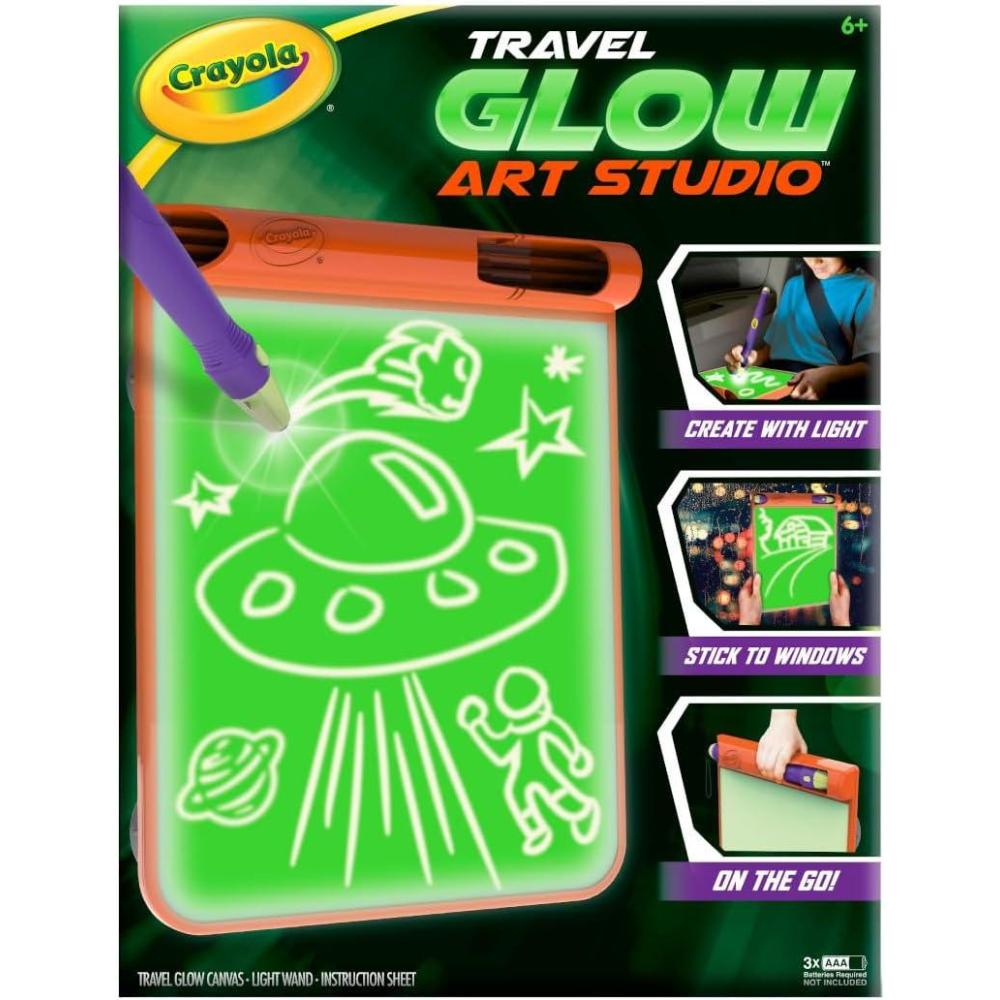 imageCrayola Travel Glow Art Studio Glow in The Dark Toys Kids Gifts for Girls and Boys Ages 6 7 8 9Travel