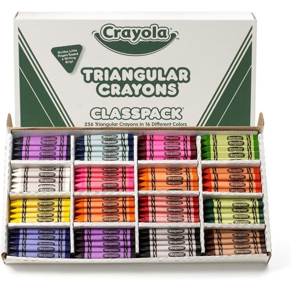 imageCrayola Triangular Crayon Classpack 256ct 16 Assorted Toddler Crayons Anti Roll Bulk School Classroom Essentials Preschool ampamp Kindergarten Must Haves