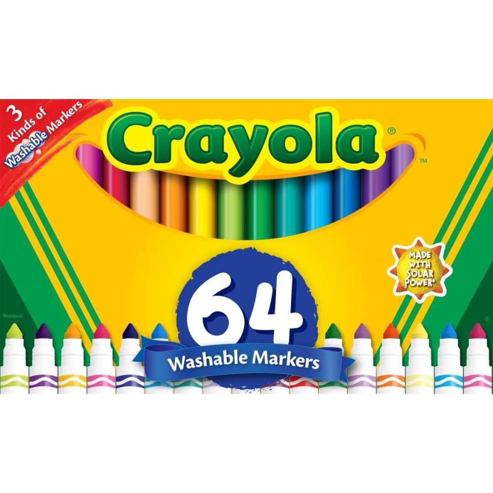 imageCrayola Washable Broad Line Marker Variety Set 64ct Christmas Gifts for Grandkids Toddlers ampamp Kids UltraClean Window ampamp Gel FX Markers for Kids 3