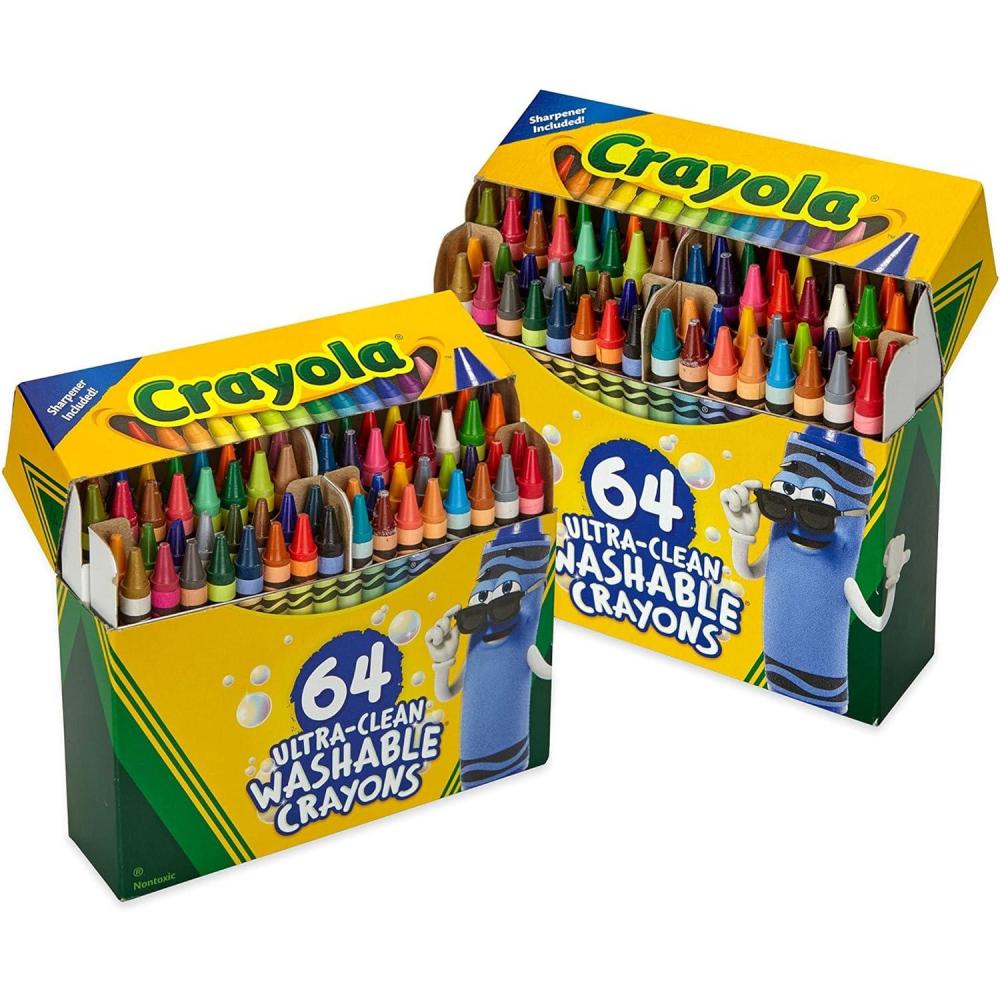 imageCrayola Washable Crayons for Kids 64ct 2 Boxes Bulk Crayons for Toddlers Kids Arts ampamp Crafts Supplies for Coloring Books Drawing Doodling Amazon Exclusive