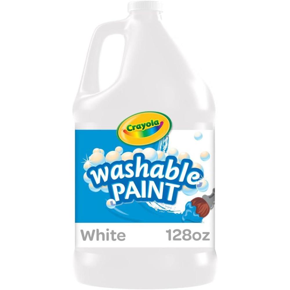 imageCrayola Washable Paint 1 Gallon White Paint Bulk Classroom Supplies for Teachers Washable Paint for Kids Nontoxic 3White