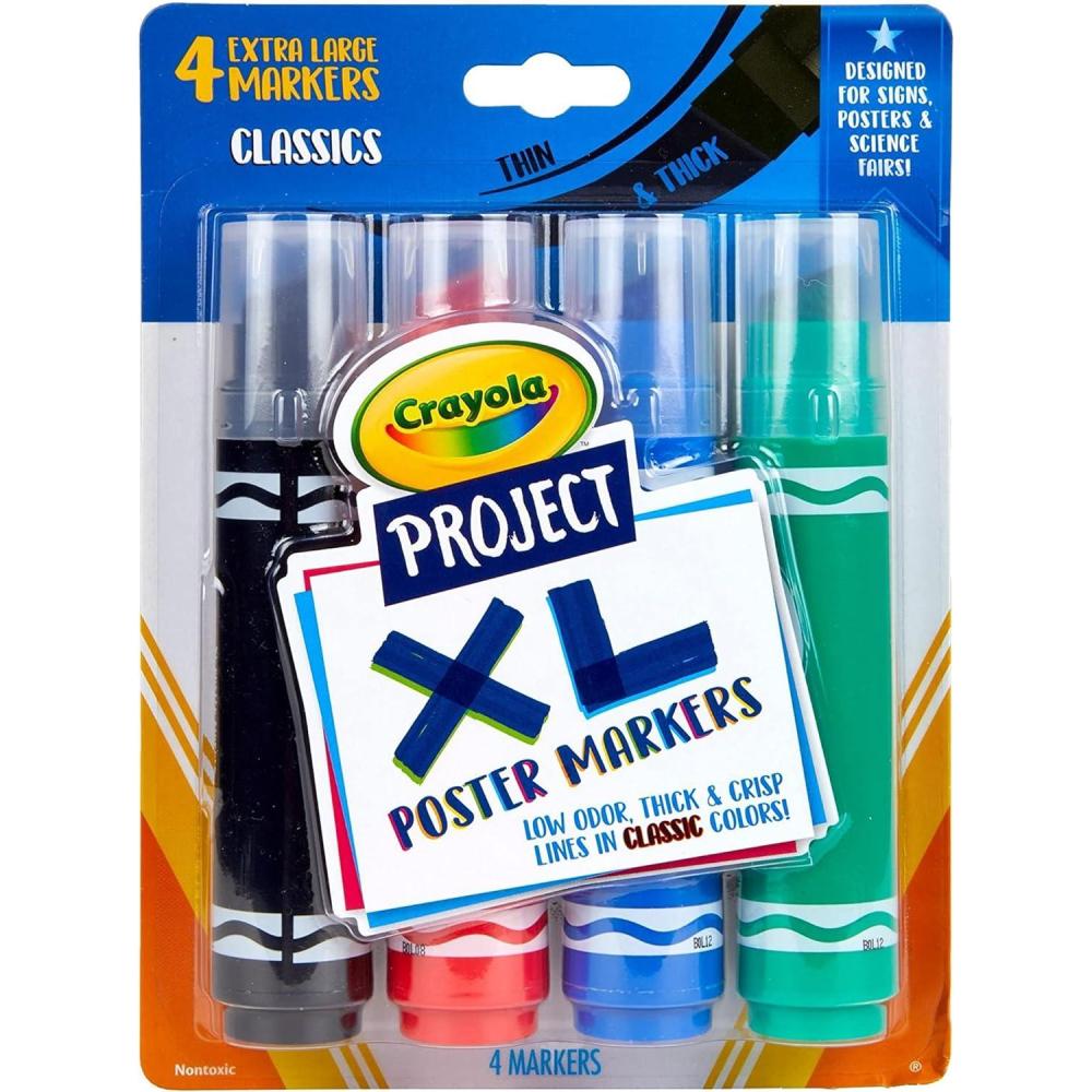 imageCrayola XL Poster Markers Assorted Classic Colors School Supplies 4 CountClassic