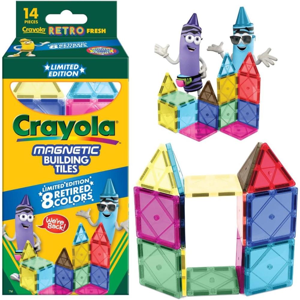 imageCreateOn Crayola Doodle Magnetic Tiles Building Set for Kids Magnetic Building Toys for Kids STEM Travel Toys for Boys and Girls Ages 3 14Piece Set DoodleRetro