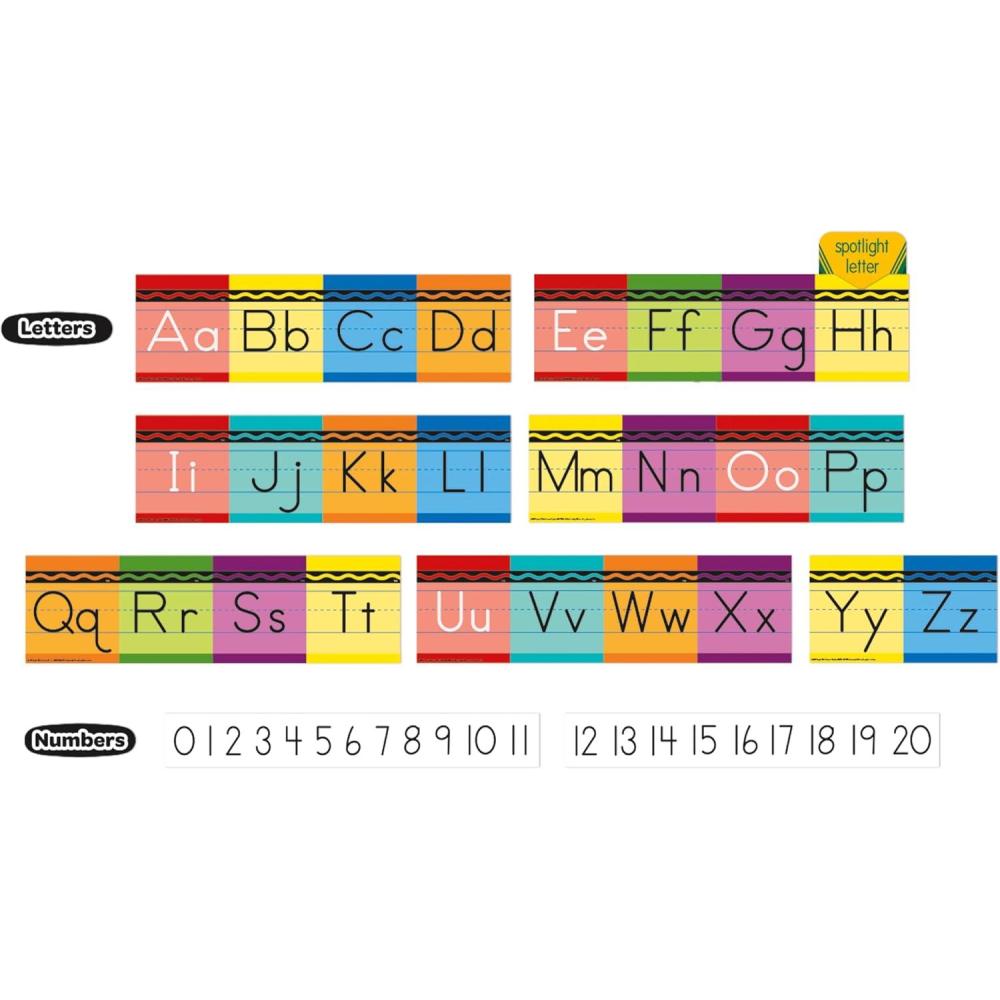 imageEureka 847818 Crayola Crayons Mini Alphabet Bulletin Board Set for Teachers and Classrooms Multicolor 31pcs