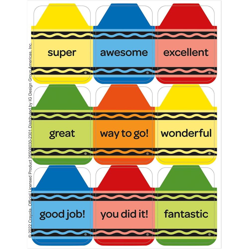 imageEureka Crayola Crayons Extra Large Stickers for Kids and Teachers Multicolor 36 Pieces