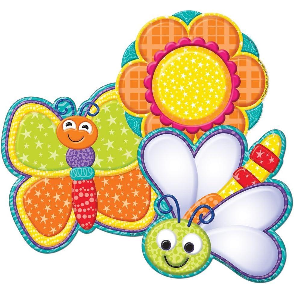 imageEureka Crayola Crayons Paper CutOut Classroom Decorations for Teachers 36 PiecesBugs and Flowers