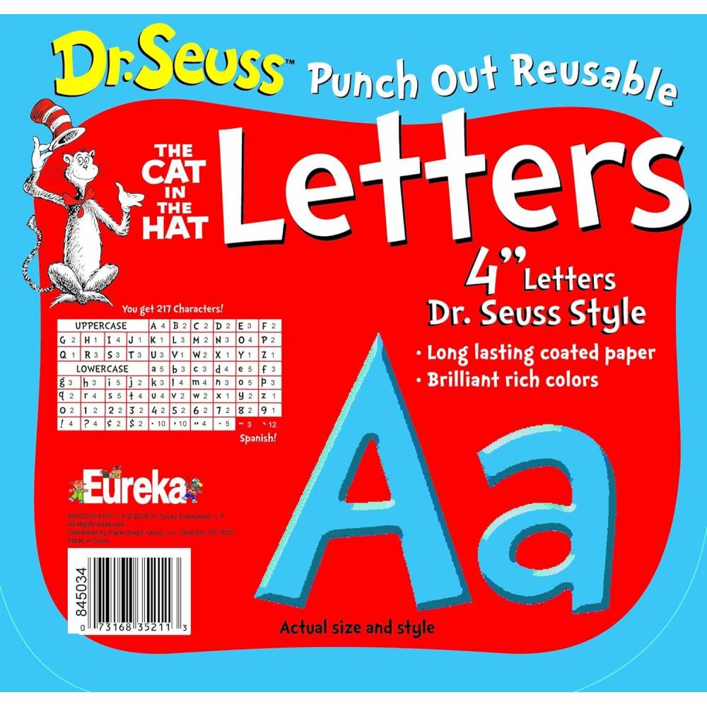 imageEureka Crayola Letter Number Punctuation Mark and Symbol Classroom Decorations for Teachers 4quot H 178 Pieces RedBlue Cat in the Hat