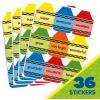 Eureka Crayola Crayons Extra Large Stickers for Kids and Teachers, Multicolor, 36 Pieces