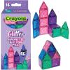 CreateOn Crayola Doodle Magnetic Tiles, Building Set for Kids, Magnetic Building Toys for Kids, STEM Travel Toys for Boys and Girls Ages 3+, 14-Piece Set (Doodle)(Glitter)