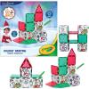 CreateOn Crayola Elf on The Shelf Paint On Tiles, Magnetic Building Tiles Kit with Crayola Paint Tubes | Christmas Holiday Craft Toy | 18-Piece Magnetic Construction & Painting Set for Kids Ages 3+