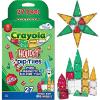 CreateOn Crayola Holiday Glitter Mini Micro Nano PIP Magnetic Tiles, Magnetic Kids’ Building Toys, STEM Learning Travel Toys for Boys and Girls, 27-Piece Set