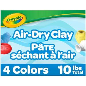 Crayola Air Dry Clay, Classic Colors, Bulk (4) Set of 2.5 lb. Resealable Buckets, Modeling Clay Alternative for Kids