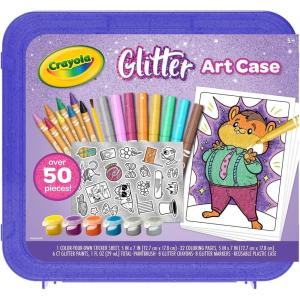 Crayola All That Glitters Art Case (50+pcs), Glitter Crayons & Coloring Supplies, Kids Art Set, Gifts for Girls & Boys, Ages 5+(Glitter)