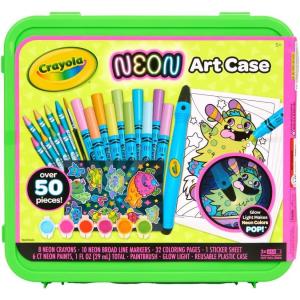 Crayola All That Glitters Art Case (50+pcs), Glitter Crayons & Coloring Supplies, Kids Art Set, Gifts for Girls & Boys, Ages 5+(Neon)