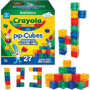 Crayola Bold Magnetic PIP Cubes, Mini Magnetic Blocks Playset, STEM & Montessori Building & Educational Toys for Kids, Travel Toys for Boys and Girls Ages 3+, 27-Piece Set
