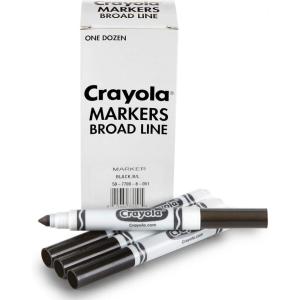 Crayola Broad Line Markers – Black (12ct), Markers for Kids, Bulk School Supplies for Teachers, Nontoxic, Marker Refill with Reusable Box(Black)