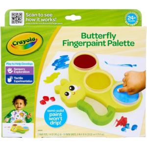 Crayola Butterfly Fingerpaint Pallette (3ct), Washable & Spillproof Fingerpaint for Toddlers, Less Mess Paint, Toddler Gift, Ages 2+