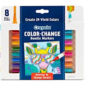 Crayola Color Changing Markers (8ct), No Bleed Markers for Adult Coloring, Dual Sided Marker Set, Cool Art Supplies, Gift for Teens(Color Change)