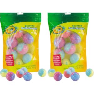 Crayola Colorful Scented Bath Bombs for Kids, Color You Bath Non-Toxic Bathbomb Fizzies for Boys Girls Holiday Stocking Stuffer, Grape Jam, Laser Lemon, Cotton Candy, & Bubble Gum Scents(7 Count (Pack of 2))