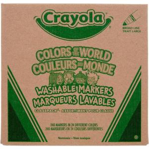 Crayola Colors Of The World Classpack (240 Ct), Bulk Skin Tone Washable Markers, School Supplies For Teachers, Individual Marker Boxes