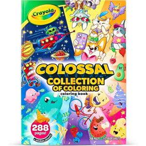 Crayola Colossal Collection of Coloring, 288 Coloring Book Pages, 2 Sticker Sheets, Coloring Book for Kids & Adults, Toddler Travel Activity, 3+
