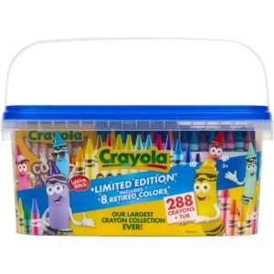 Crayola Crayon Tub – Limited Edition Colors (288ct), Bulk Coloring Crayons for Kids, Stocking Stuffers for Kids, Holiday & Christmas Gifts for Toddlers, Ages 3+(Limited Edition)