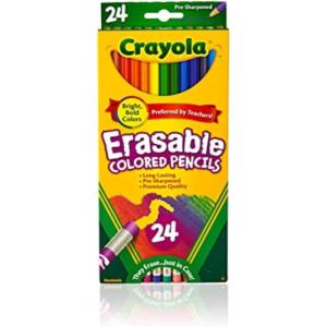 Crayola Erasable Colored Pencils (24ct), Kids Coloring Pencils for Coloring Books, Assorted Colors, Arts & Crafts Supplies, Gifts, Ages 6, 7, 8