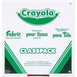 Crayola Fabric Marker Classpack, Ten Assorted Colors, 80/Box