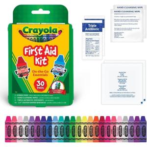 Crayola First Aid Kit, 30 Pieces | First Aid Kit for Kids & Adults, Travel-Friendly Compact for Home, Car, Camping, and Traveling