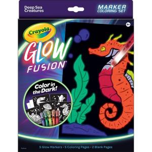 Crayola Glow Fusion, Glow in The Dark Coloring Set with Markers, Alien & Monster Coloring Pages, Gift for Kids(Deep Sea Creatures)