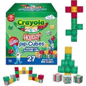 Crayola Holiday Magnetic PIP Cubes, Mini Magnetic Blocks Playset, STEM & Montessori Building & Educational Toys for Kids, Travel Toys for Boys and Girls Ages 3+, 27-Piece Set