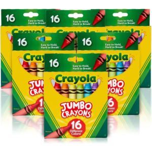 Crayola Jumbo Crayons Bulk, 6 Sets of 16 Large Crayons for Toddlers & Kids, School Supplies, Gifts [Amazon Exclusive](16 Count (Pack of 6))