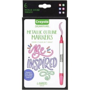 Crayola Metallic Outline Paint Markers, Assorted Colors, Art Supplies, 6 Count