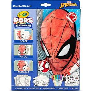 Crayola POPs 3D Kids Art Set, Spiderman Coloring Book Alternative, Gift for Boys & Girls, Ages 5+(Spiderman)