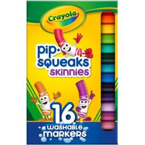 Crayola Pip Squeaks Skinnies Washable Marker Set (16ct), Mini Markers for Toddlers, Thin Coloring Markers for Kids, Toddler Arts & Craft Supplies(16 Count (Pack of 1))
